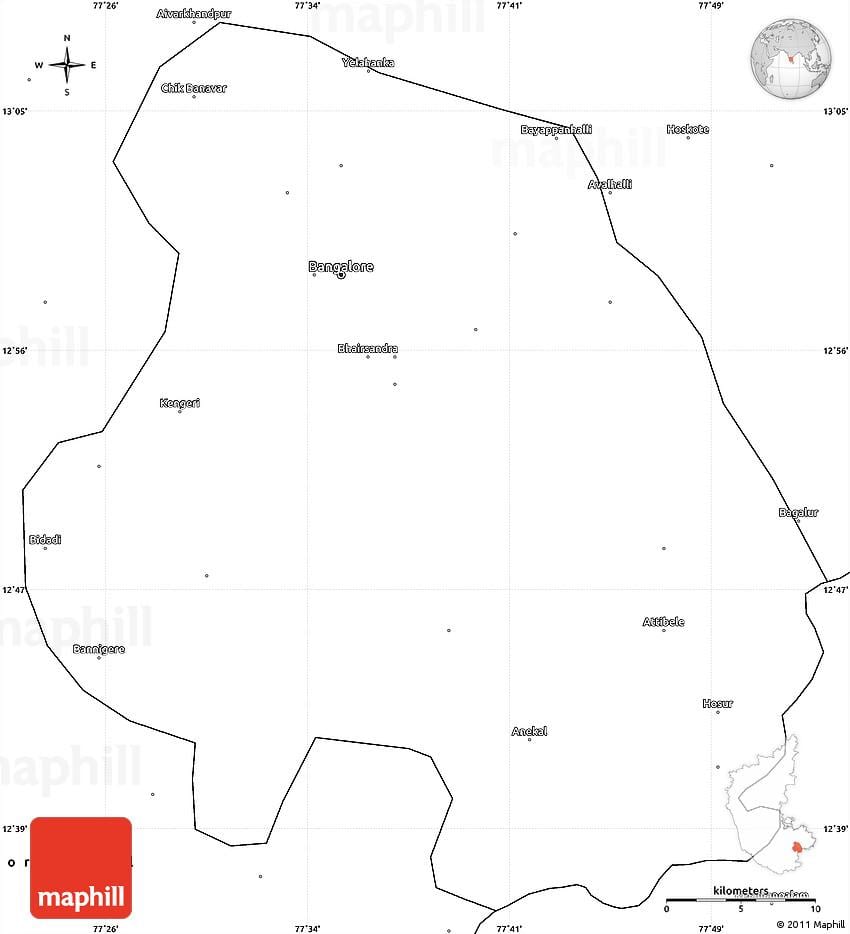 Bangalore útlínur kort