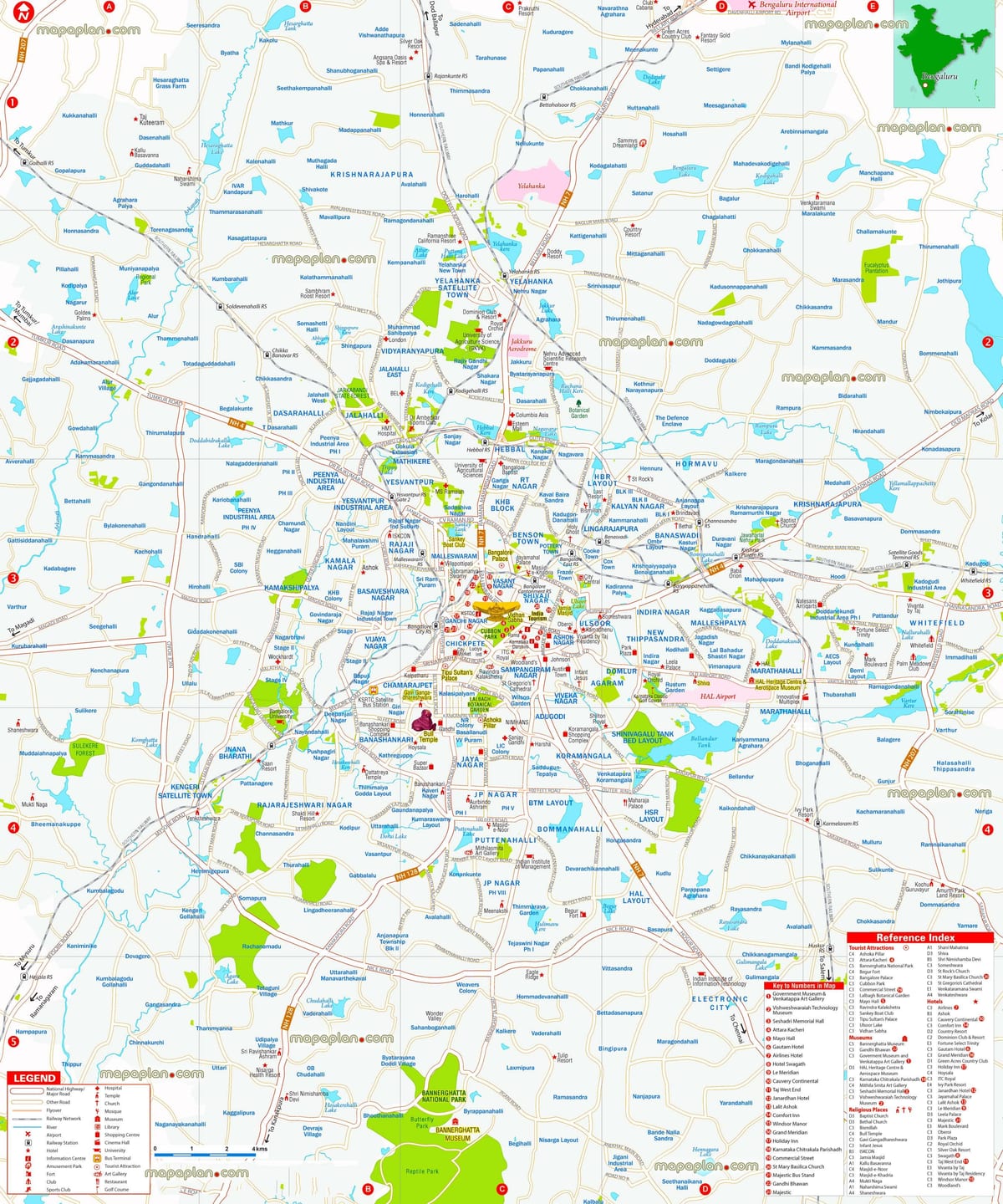 vötnum í Bangalore kort