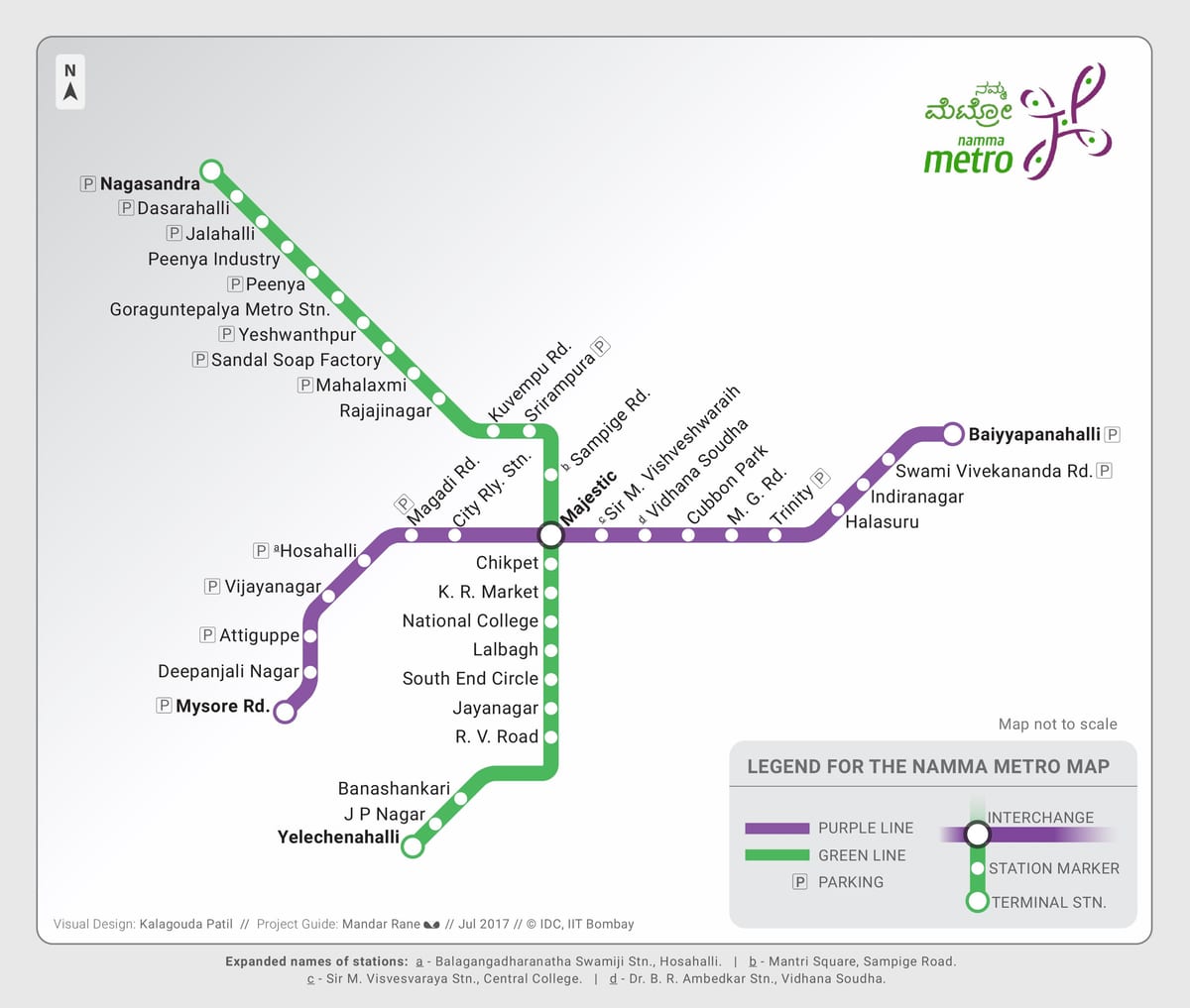 metro kort af Bangalore