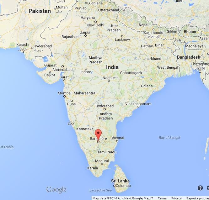 Bangalore í indlandi kort