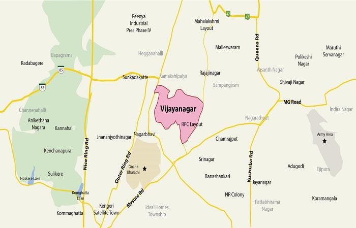 kort af Vijayanagar Bangalore